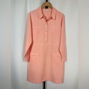 Soft Surroundings Kiran Linen Blend Shirt Dress - Peach Nectar - Women’s Medium